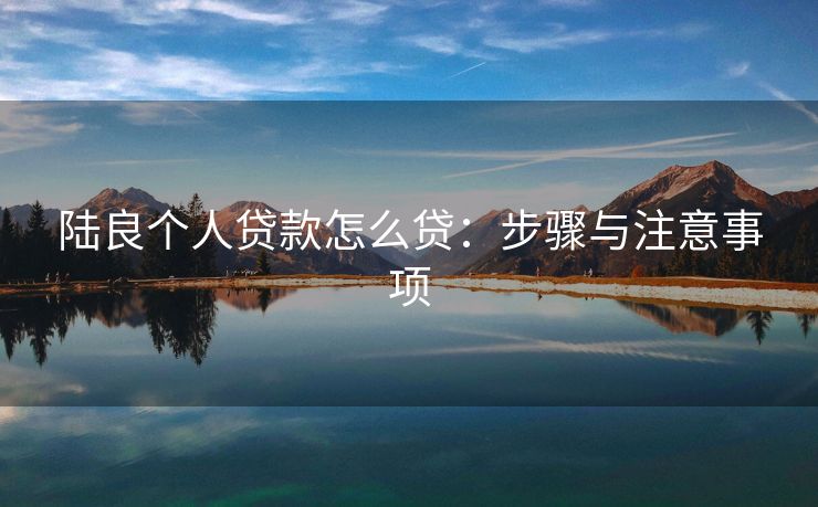 陆良个人贷款怎么贷：步骤与注意事项